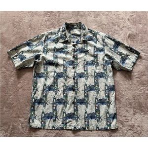 KAHALA Mens Green Reverse Print Fish‎ Turtle Jellyfish Pocket Made In USA Size L